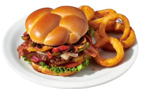 Tocino, hongos salteados y salsa Bourbon en una hamburguesa premium. Un platillo que podés disfrutar siempre, porque estamos abiertos 24/7. ¡Vení y celebremos juntos!