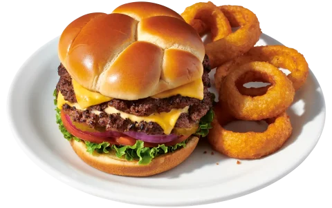 Si sos amante de las hamburguesas, esta doble porción de carne con queso derretido, lechuga, tomate y cebolla morada es para vos. ¡Vení a disfrutar en nuestro restaurante 24 horas con el mejor ambiente familiar!