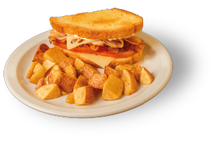 Probá en Denny’s esta joya de la comida americana: pechuga de pavo, queso Suizo, tocino y tomate en pan Sourdough dorado. Perfecto para tus antojos en restaurantes 24 horas.